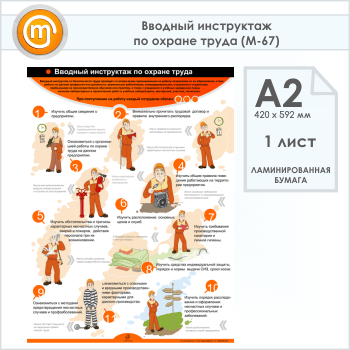 Плакат «Вводный инструктаж по охране труда» (М-67, 1 лист, А2)